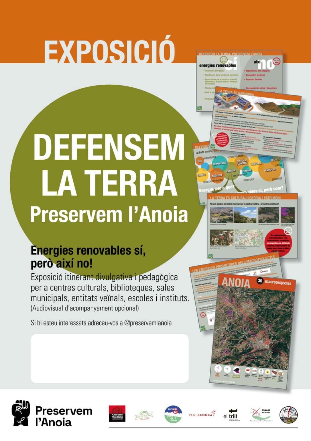 Una exposició itinerant recull el rebuig de l’Anoia als macroprojectes energètics