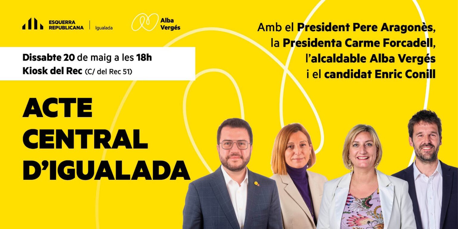 Pere Aragonès i Carme Forcadell donaran suport a Alba Vergés i Enric Conill dissabte en l’acte central de campanya a Igualada