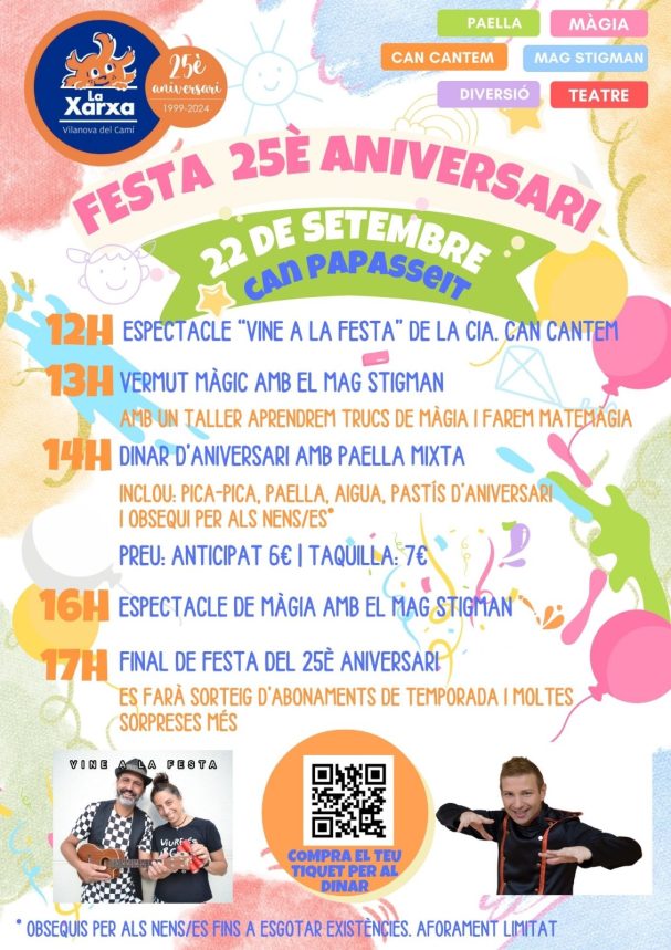 Xarxa Vilanova celebrarà 25 anys amb el Mag Stigman i una gran festa a Can Papasseit