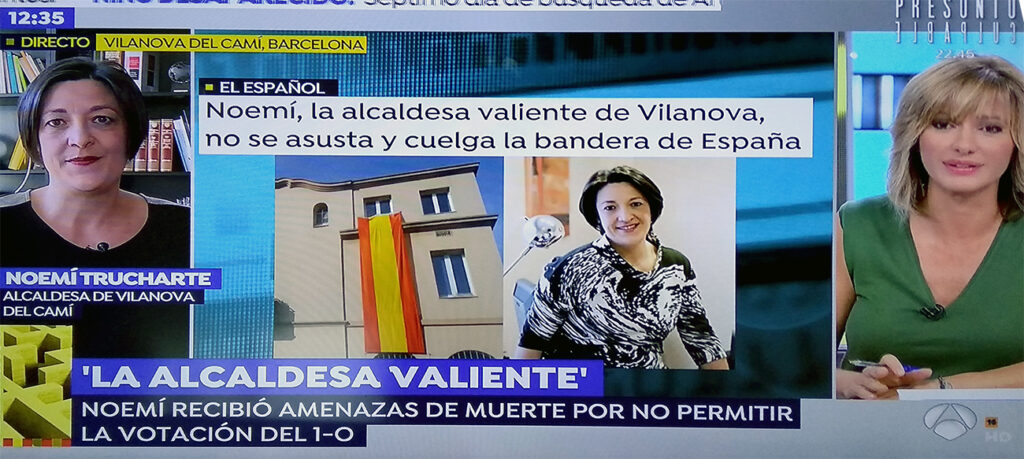 Noemí Trucharte diu haver rebut ‘algun insult’ per penjar una gran bandera espanyola el 12-O
